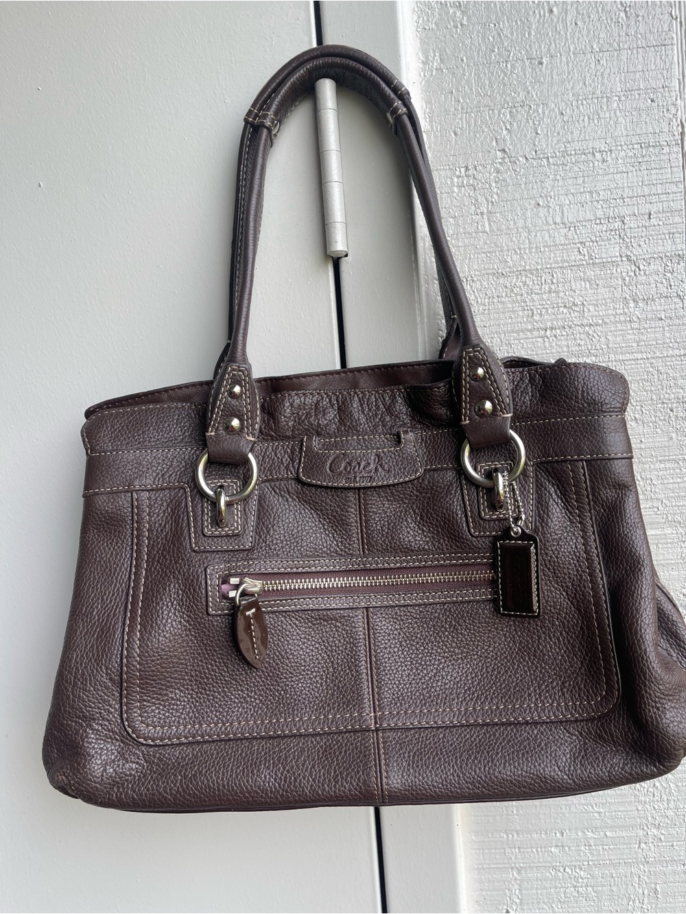 Coach Penelope Shoulder Bag Brown Pebbled Leather